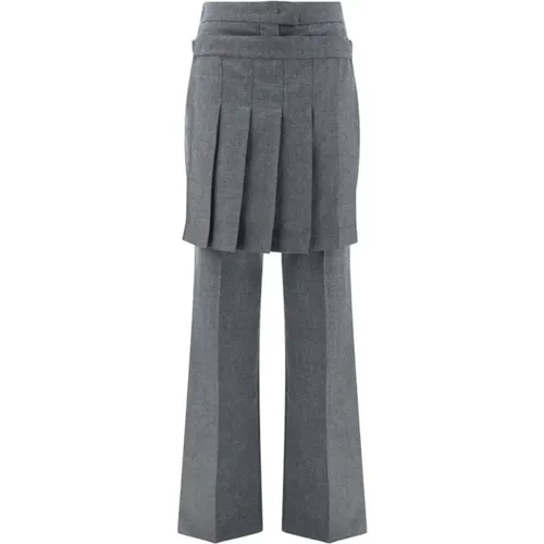 Wool Trousers with Skirt Overlay , female, Sizes: XS - Fendi - Modalova