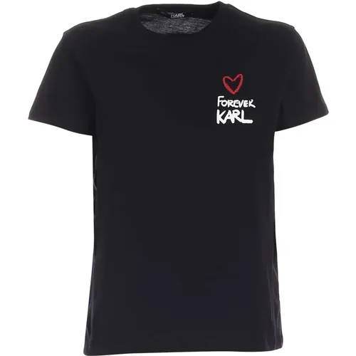 Kontrastierendes Print Crewneck T-Shirt - Karl Lagerfeld - Modalova