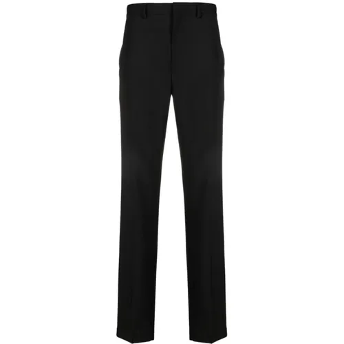 Wool and Mohair Trousers with Triangle Logo Patch , male, Sizes: M, L - Prada - Modalova