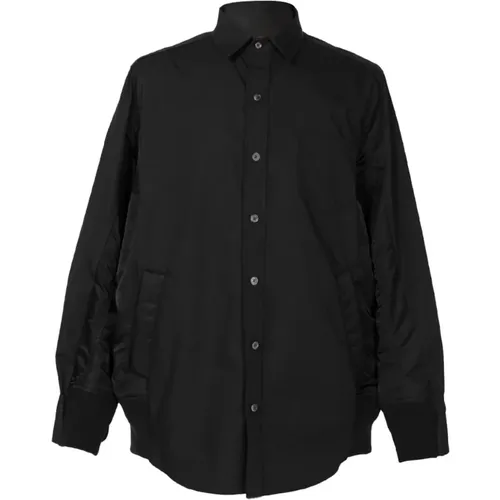 Polyester Shirt with Classic Collar and Ribbed Finishes , male, Sizes: M, L - Sacai - Modalova