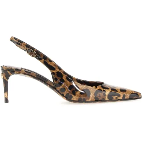 Spotted Print Leather Slingback Pumps , female, Sizes: 3 UK, 7 UK, 4 UK - Dolce & Gabbana - Modalova