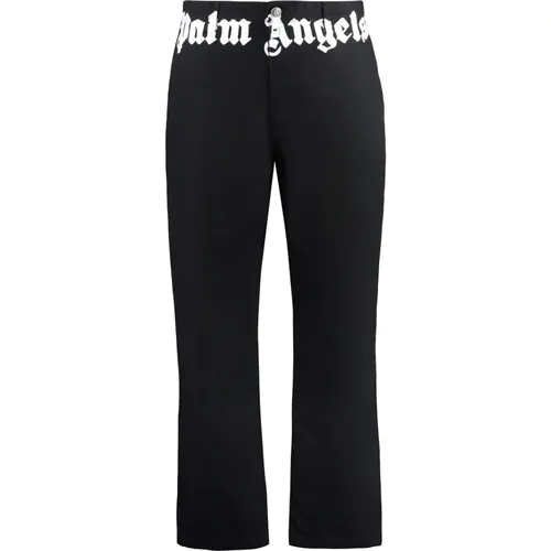 Logo Print Cotton Trousers , male, Sizes: L, M - Palm Angels - Modalova