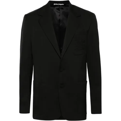 Schwarzer Monogram Blazer , Herren, Größe: S - Palm Angels - Modalova