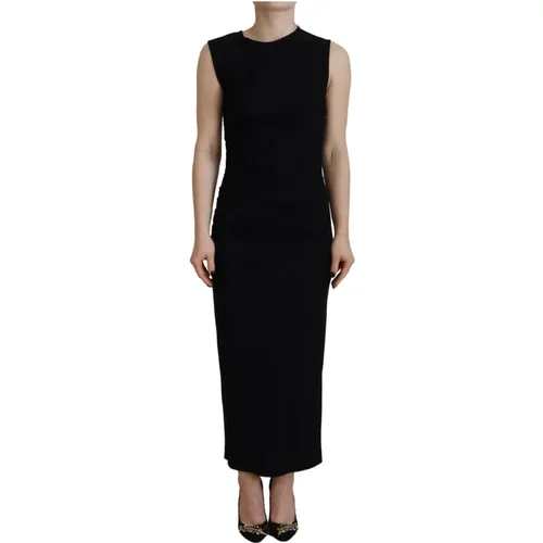 Schwarzes ärmelloses gerafftes Maxikleid - Dsquared2 - Modalova