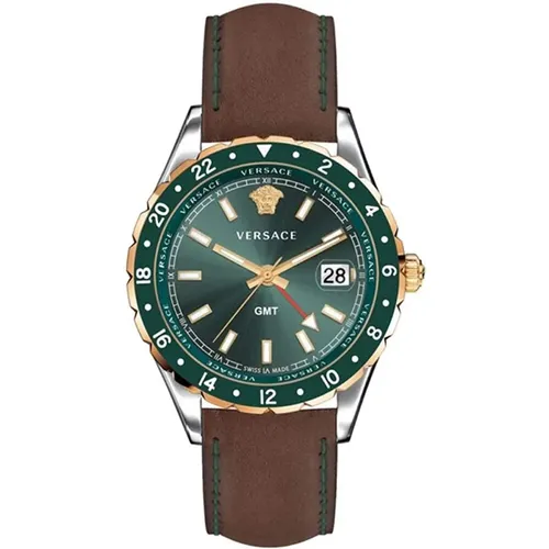GMT Hellenyium Men's Watch Gold , male, Sizes: ONE SIZE - Versace - Modalova