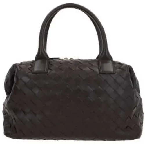 Dark Intrecciato Leather Handbag with Gold Hardware , female, Sizes: ONE SIZE - Bottega Veneta - Modalova