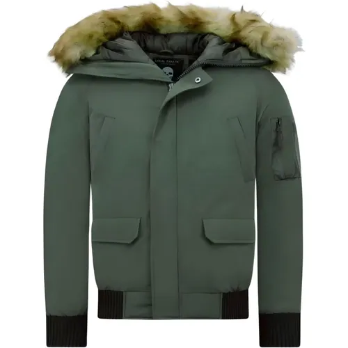 Herren Winterjacke - Kurz mit Kunstpelzkragen , Herren, Größe: L - Enos - Modalova