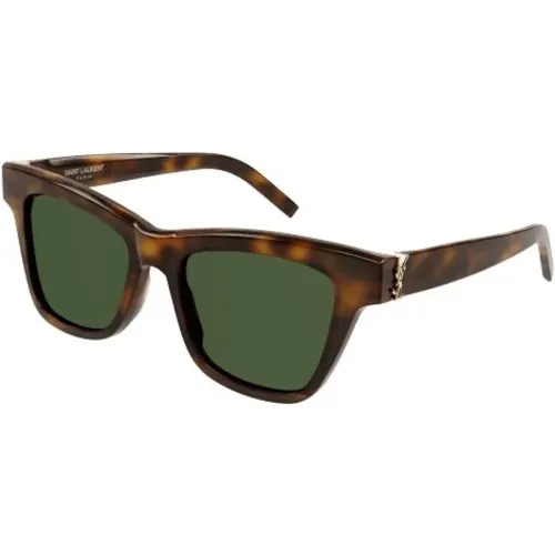 Havana Green Acetate Sunglasses , unisex, Sizes: 52 MM - Saint Laurent - Modalova