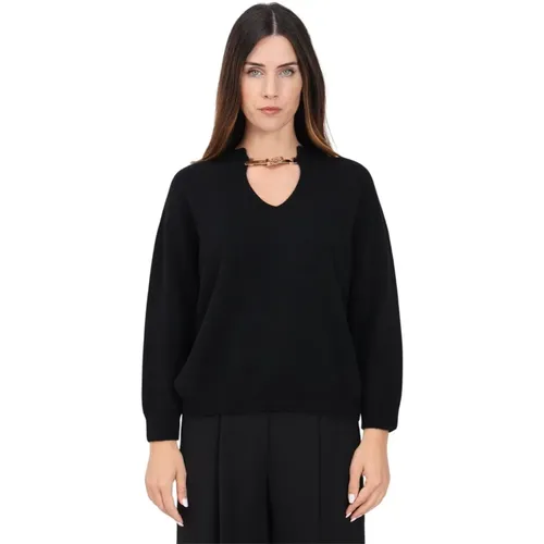 Schwarzer V-Ausschnitt Pullover Casual Chic - Simona Corsellini - Modalova