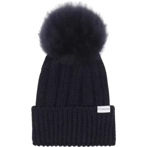 Logo-Patch Beanie, Stil ID: Cfwkac0145Fruf0428_3989 , Damen, Größe: M - Woolrich - Modalova