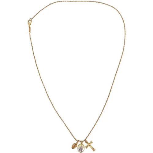 Goldenes Kreuzanhänger-Halskette - Dolce & Gabbana - Modalova