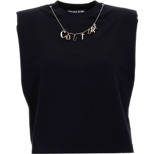 Stilvolles ärmelloses Top mit ikonischem Logo , Damen, Größe: 2XS - Versace Jeans Couture - Modalova