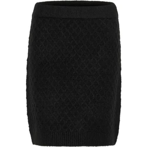 Strickrock Schwarz Tief , Damen, Größe: XL - Kaffe - Modalova