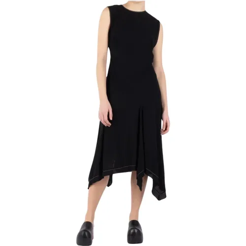 Schwarzes Midi-Kreppkleid - Acne Studios - Modalova