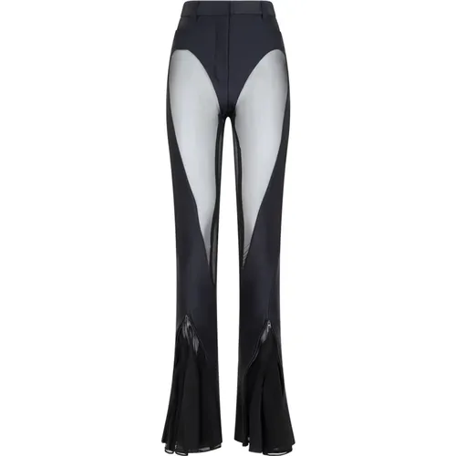 Flared Leggings with Sheer Panels , female, Sizes: 2XS - Mugler - Modalova