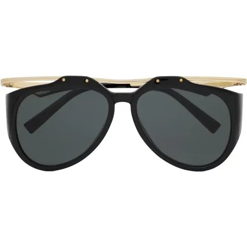 Aviator Sonnenbrille Schwarz/Gold Graue Gläser - Saint Laurent - Modalova