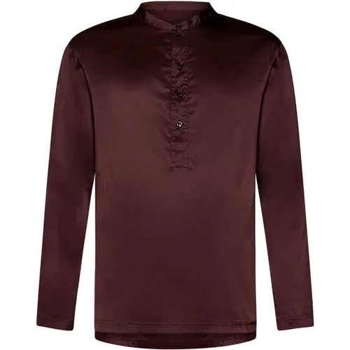 Luxuriöses Braunes Seiden-Henley-Shirt - Tom Ford - Modalova