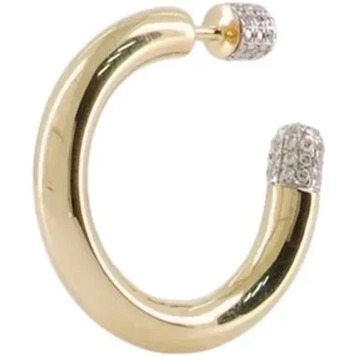 Gold Tube Earrings with Diamonds , female, Sizes: ONE SIZE - Rainbow K - Modalova