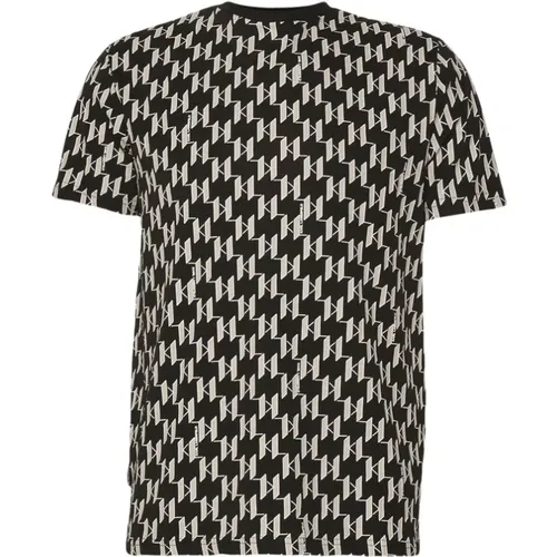 Schwarzes Baumwoll T-Shirt , Herren, Größe: 2XL - Karl Lagerfeld - Modalova