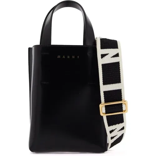 Gold-tone Logo Nano Museo Tote Bag , female, Sizes: ONE SIZE - Marni - Modalova