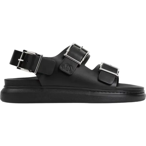 Schwarze Hybrid Doppel-Schnalle Sandalen , Herren, Größe: 43 EU - alexander mcqueen - Modalova