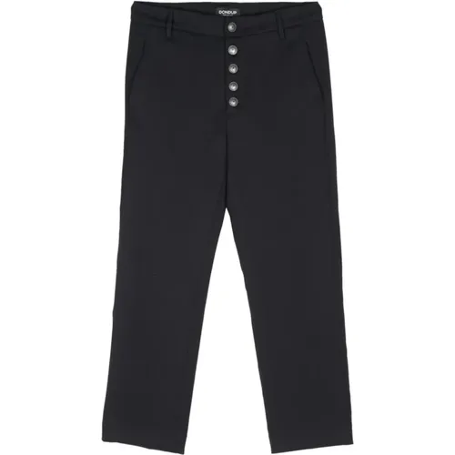 Navy Wool Cropped Trousers , female, Sizes: W27, W30, W29, W28, W26 - Dondup - Modalova