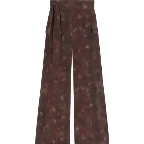 Silk Aran Print Loose Fit Pants , female, Sizes: L - Cortana - Modalova