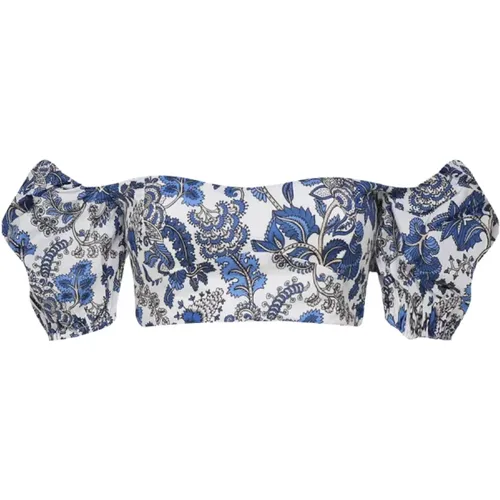 Printed Crop Top Short Puff Sleeves , female, Sizes: S, L, M, XS - MC2 Saint Barth - Modalova