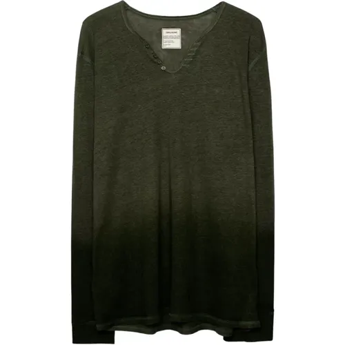 Dip Dye Henley T-Shirt , Herren, Größe: XL - Zadig & Voltaire - Modalova