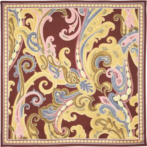 Burgundy Paisley Print Silk Scarf , female, Sizes: ONE SIZE - ETRO - Modalova