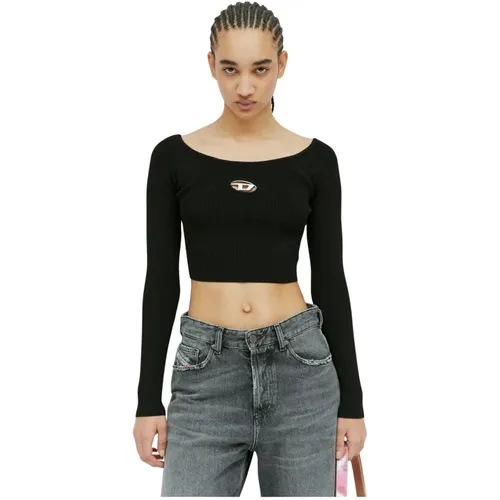 Rippstrick Crop Top mit Logo , Damen, Größe: XS - Diesel - Modalova