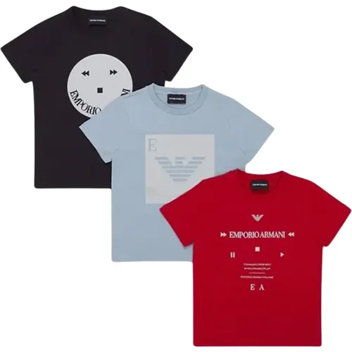 Er-Pack Baumwoll-T-Shirts mit Logo-Print - Armani - Modalova