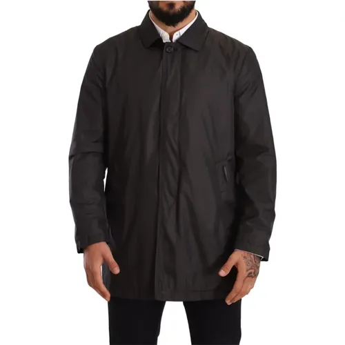 Schwarzer Polyester Herren Trenchcoat Jacke , Herren, Größe: L - Dolce & Gabbana - Modalova