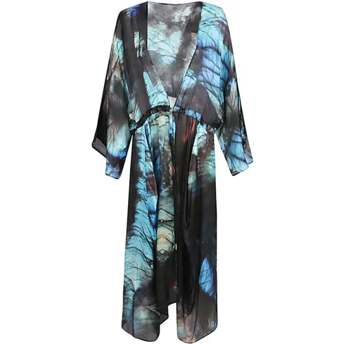 Silk Beach Cover-Up Kimono MultiColour Dress , female, Sizes: ONE SIZE - Mona Swims - Modalova