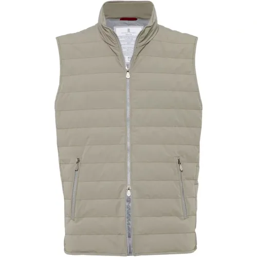 Quilted Sleeveless High Neck Jacket , male, Sizes: XS, L, S - BRUNELLO CUCINELLI - Modalova