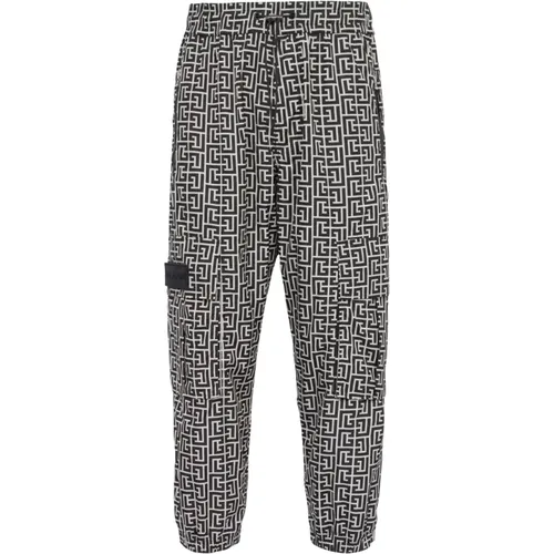 Cargo pants with monogram , male, Sizes: S, L, M - Balmain - Modalova