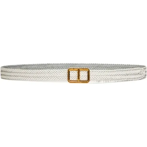 Weißer Geflochtener Ledergürtel , Herren, Größe: 115 CM - Tom Ford - Modalova