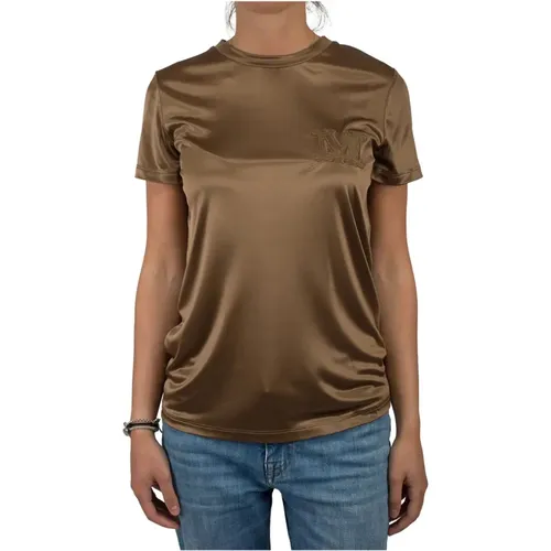Bronzeseide M Besticktes T-Shirt , Damen, Größe: S - Max Mara - Modalova