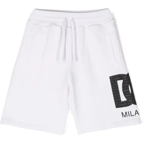 Weiße Shorts mit Logo-Print - Dolce & Gabbana - Modalova