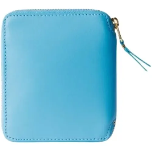 Blaue monochrome Brieftasche mit goldfarbenem Reißverschluss , Damen, Größe: ONE Size - Comme des Garçons - Modalova