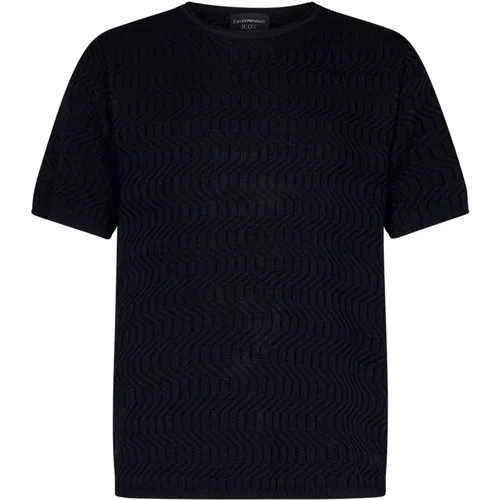 Crewneck Sweater Two-Tone Aw24 , male, Sizes: S, L, M, XL - Emporio Armani - Modalova