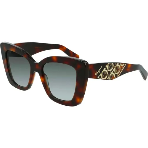 Dark Havana/Grey Shaded Sunglasses Sf1023S , female, Sizes: 52 MM - Salvatore Ferragamo - Modalova