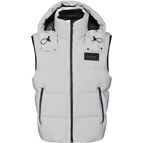 Reflective Grey Duck Down Hooded Vest , male, Sizes: 2XL, XL, 3XL - Mackage - Modalova