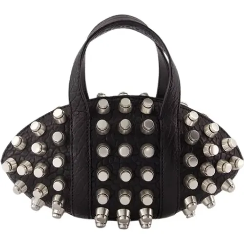 Noir Pebbled Leather Top Handle Bag , female, Sizes: ONE SIZE - alexander wang - Modalova