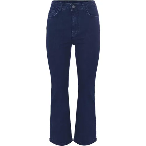 Hoch taillierte Stretch-Baumwoll-Bootcut-Jeans , Damen, Größe: W26 - Kocca - Modalova