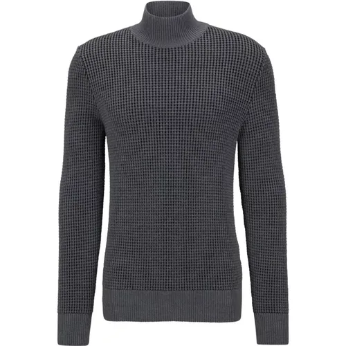 Mens Grey Turtleneck with High-Quality Cotton and Virgin Wool , male, Sizes: L - Hugo Boss - Modalova