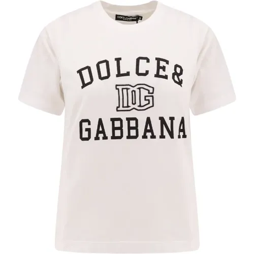 Ribbed T-Shirt Short Sleeve , female, Sizes: S - Dolce & Gabbana - Modalova