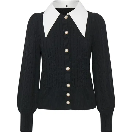 Sophisticated Striped Collar Cardigan , female, Sizes: M, S, XS - Gestuz - Modalova