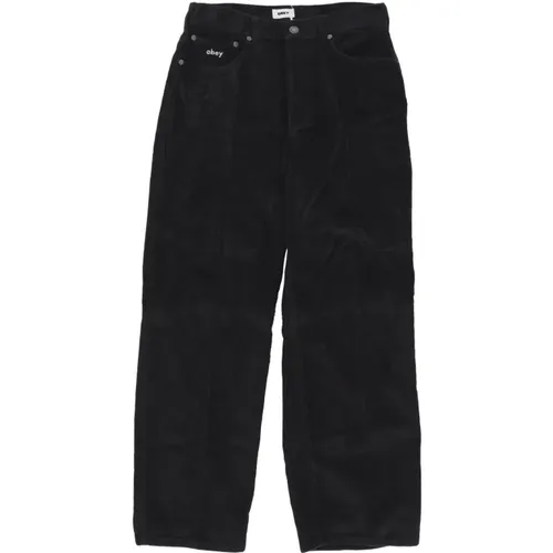 Schwarze Cordhose für Herren , Herren, Größe: W36 - Obey - Modalova