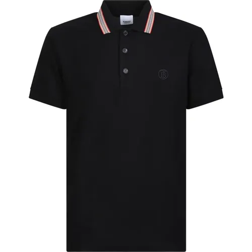 Schwarzes Poloshirt mit charakteristischem Icon-Streifen , Herren, Größe: 3XL - Burberry - Modalova